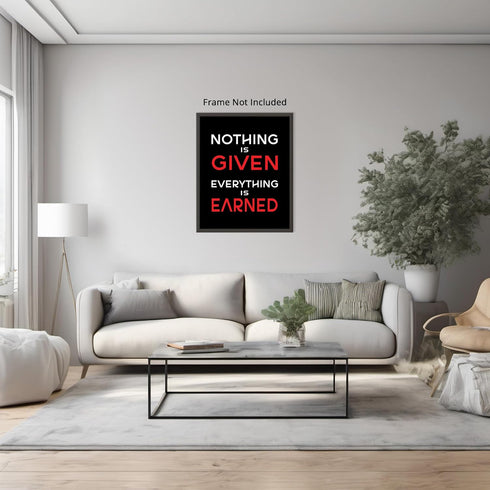 Posterizer 1 pcs-nothing is given, everything is earned-Workplace & Office Art-Men's Art Collection-Gift for Entrepreneurs-decor for office wall- ...